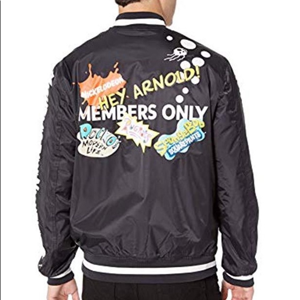 π Nickelodeon x Members Only Bomber Jacket β Size M β Retro 90s Cartoons - Picture 9 of 10